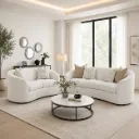 Rivon Seating Luna Curve 3+2 Premium Bouclé Fabric Sofa Set – Off White