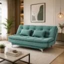 Rivon Seating Aqua Luxe 3-Seater Fabric Sofa Cum Bed with Adjustable Backrest & Metal Legs  Short Description
