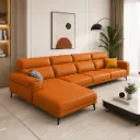 Rivon Seating Modern L-Shape 5 Seater Leatherette Sofa with Chaise Lounge – Premium Brown