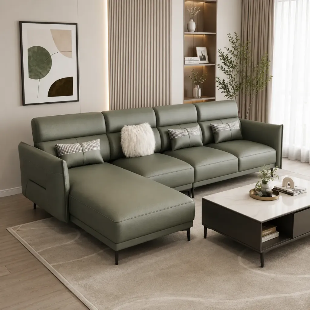 Urban Luxe L-Shape Leather Sofa