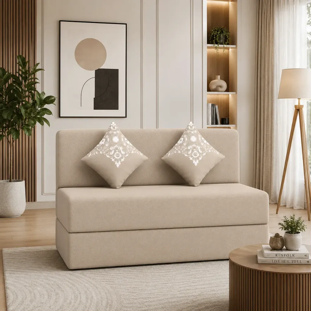 Rivon Seating Ivory Fold Sofa Cum Bed