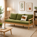 Nordic Ash 3 Seater Wooden Fabric Sofa