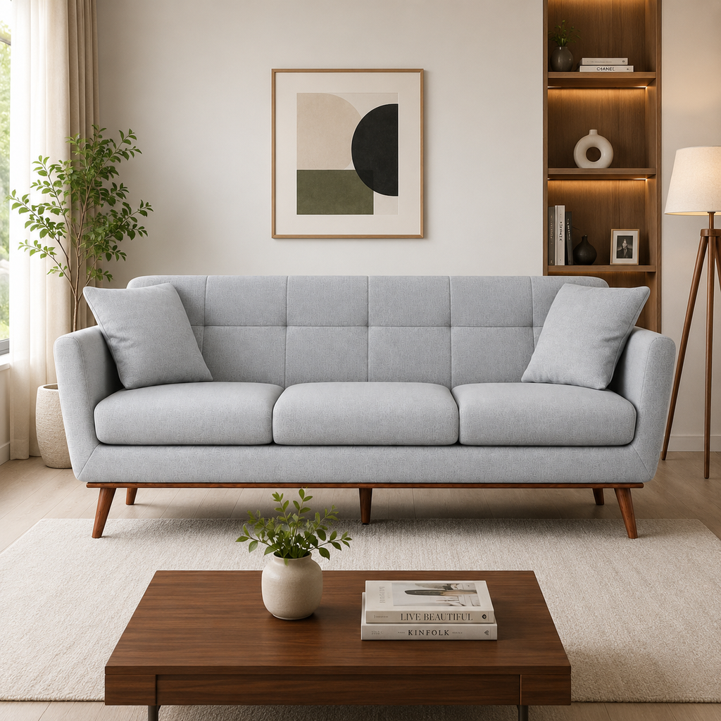 Rivon Seating Nordic Fabric 3 Seater Sofa | Modern Living Room Couch