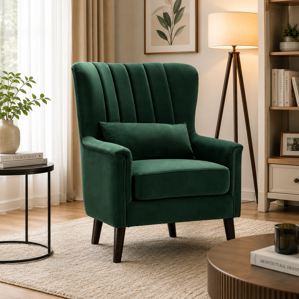 Rivon Seating Emerald Wingback Accent Chair