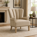 Rivon Seating Elegant Wingback Accent Chair – Premium Fabric Upholstered Lounge Chair for Living Room & Bedroom (Beige)