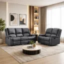 Rivon Seating Orion 3+2 Manual Recliner Sofa Set | Premium Fabric Finish | Dark Grey